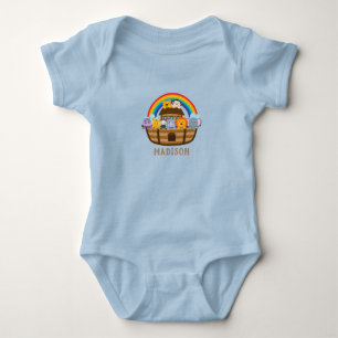 Body Bodysuit Cute Noah's Ark Blue Baby personnalisé