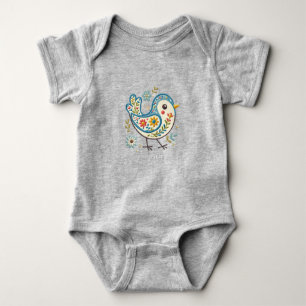 Body Bodysuit Floral Bébé Oiseau Bleu