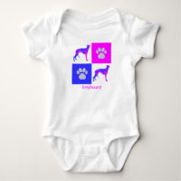 Bodysuit Greyhound Dog & Paw Pink and Blue Baby