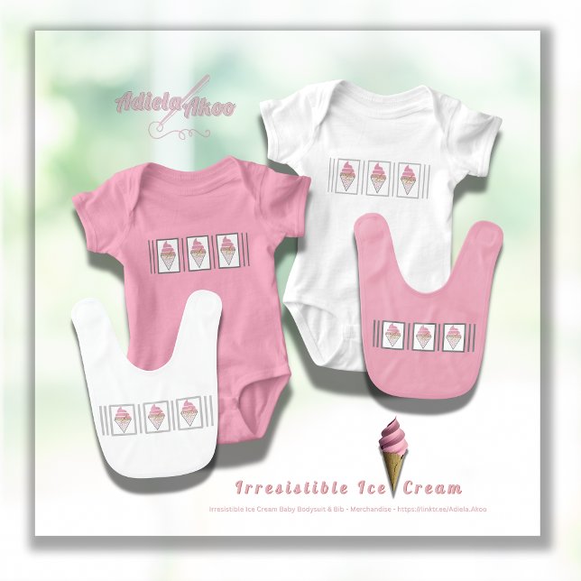 Body Bodysuit Irrésistible en crème glacée par Adiela A (Irresistible IceCream Baby Bodysuits n Bibs by Poet Adiela Akoo. SHOP MY STORE NOW 4 fab baby finds!)