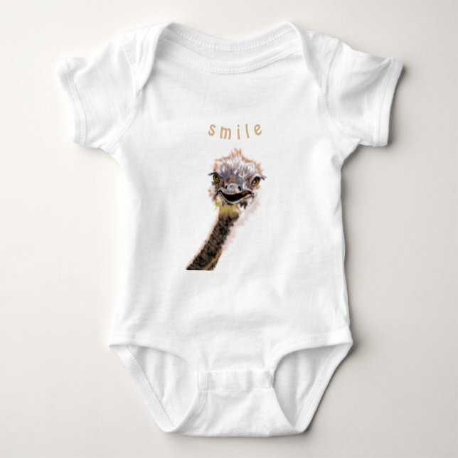 Body Bodysuit pour bébé amusant avec autruche joueuse - (Devant)