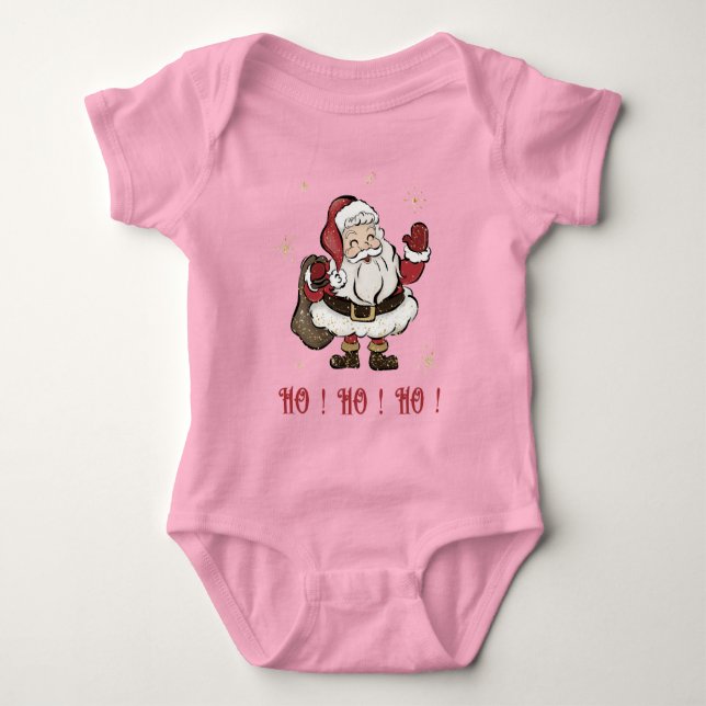 Body Bodysuit pour bébé rose du Père Noël (Devant)