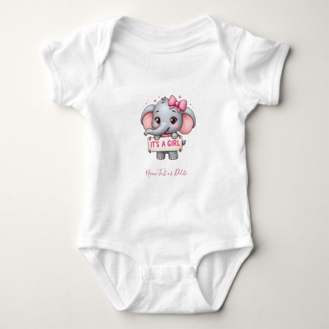 Body Bodysuit pour bébé rose éléphant (Devant)