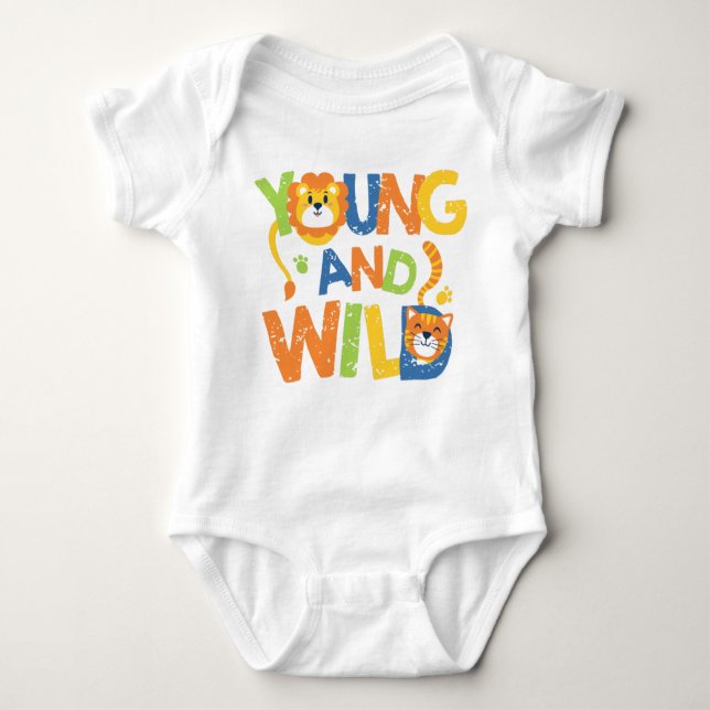 Body Bodysuit Sauvage Lion et Tiger Bébé Sleeper (Devant)