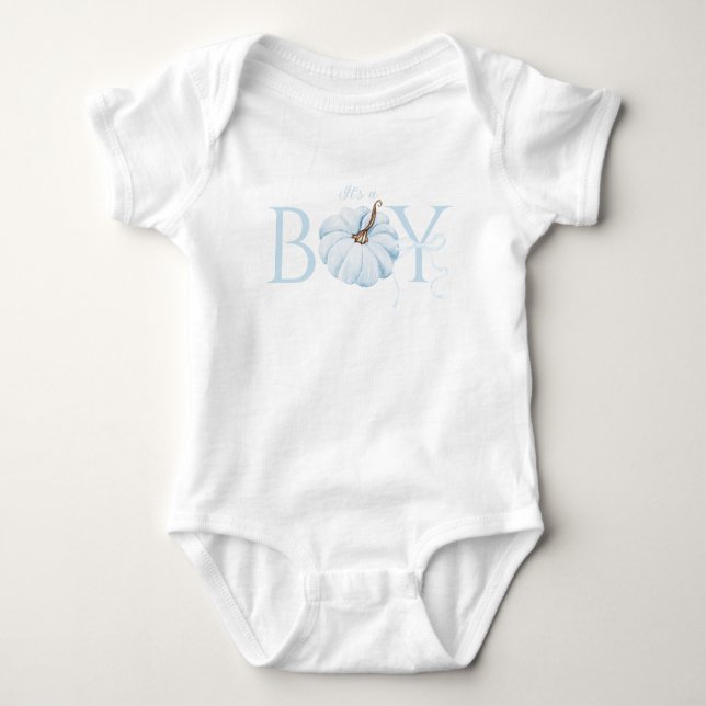 Body Boho Blue Citrouille C'est un garçon Baby shower d (Devant)