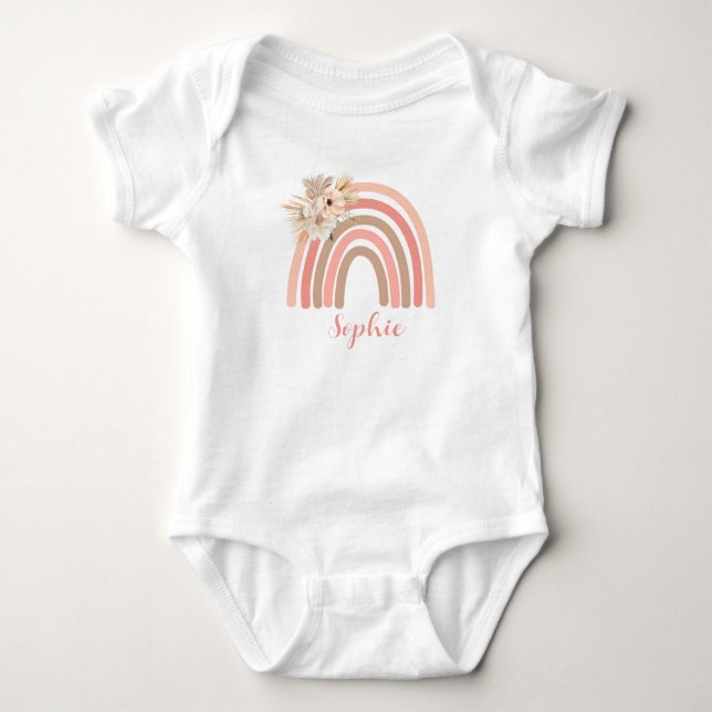 Body Boho tendance arc-en-ciel rose fleurs séchées (Devant)