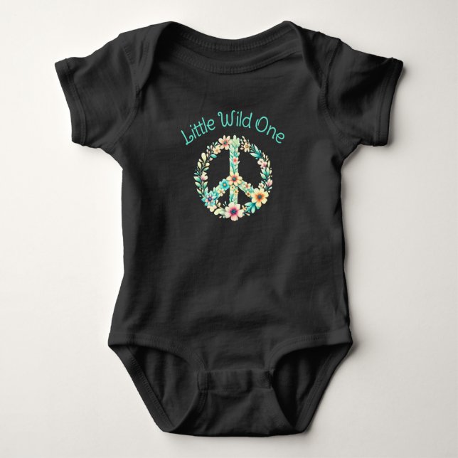 Body Boho Wild One Aquarelle Signe de Paix Floral (Devant)
