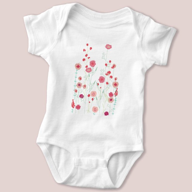 Body Boho Wildflower (Modern wildflower art baby bodysuit)