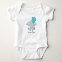 Bois et éléphant Turquoise Genre Neutre Monogramme