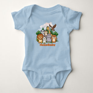 Body Bonjour Bébé Mignons Animaux de la Forêt Crèche Bé