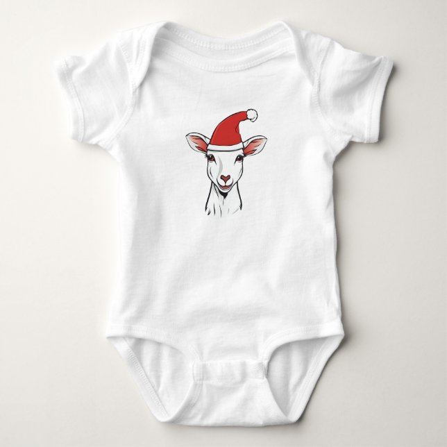 Body Bonne chèvre de Noël avec le chapeau de Noël, chèv (Devant)