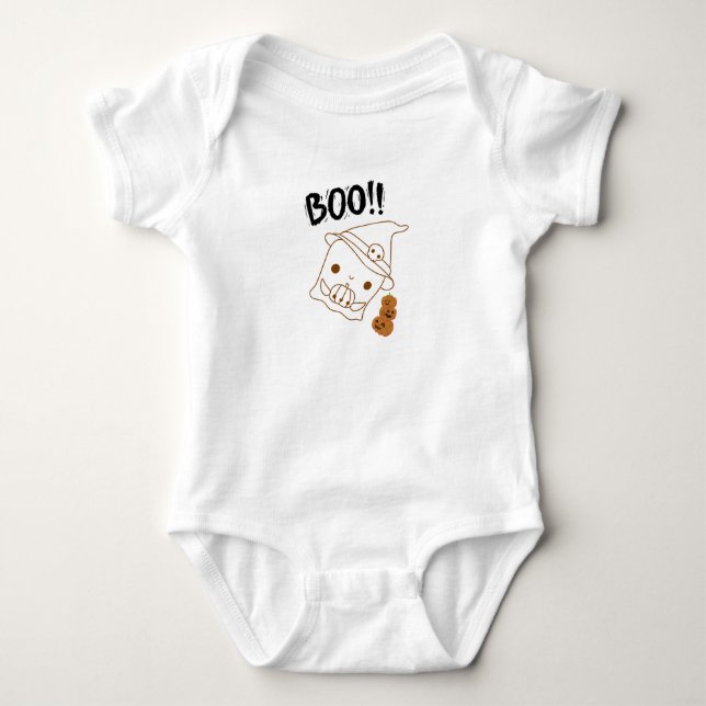 Body Boo-tiful Citrouille Baby Bodysuit - mignon Ghost  (Devant)