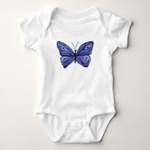 Body Bouteille Bleu Papillon Aquarelle Bébé Jersey