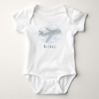 Boy's Cute Blue Avion Transport Design et nom