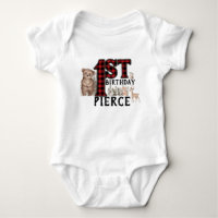 Buffalo Plaid Bois Animaux 1er anniversaire