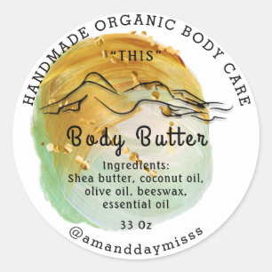 Body Butter Balm Care Packing Logo Danke Gold Runder Aufkleber