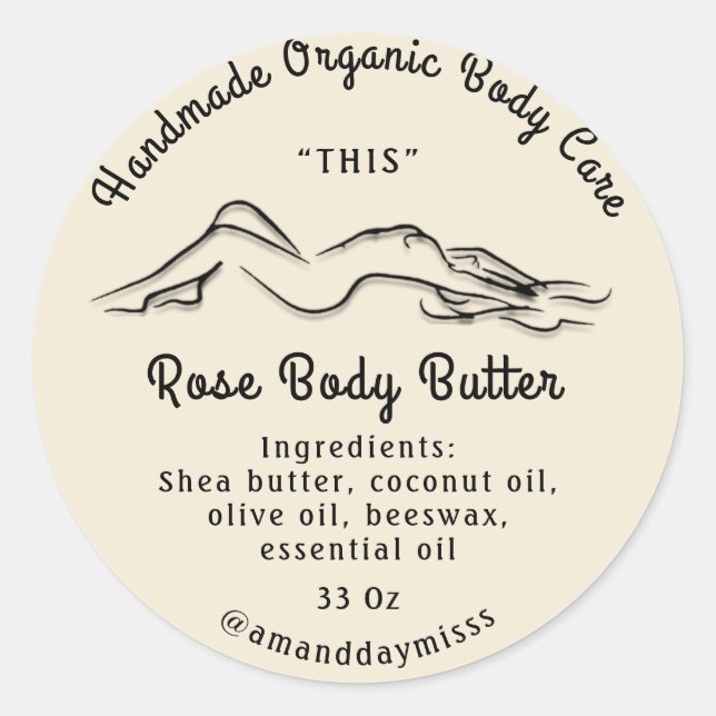 Body Butter Balm Care Packung Schwarze Rose Runder Aufkleber (Vorderseite)