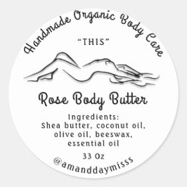 Body Butter Balm Care Verpackung Schwarz-weiß Runder Aufkleber