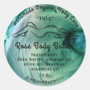 Body Butter Balm Care Verpackung Tropisches grünes Runder Aufkleber