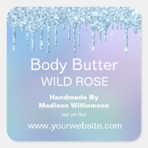 Body Butter Blue Drilling Glitzer Personalisiert Quadratischer Aufkleber