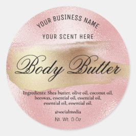 Body Butter Etiketten rosa mit Goldfarben Runder Aufkleber