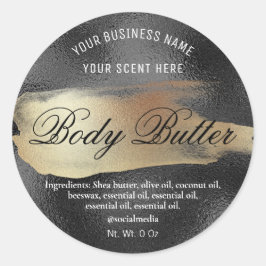 Body Butter Etiketten schwarz mit Gold Tinte Runder Aufkleber