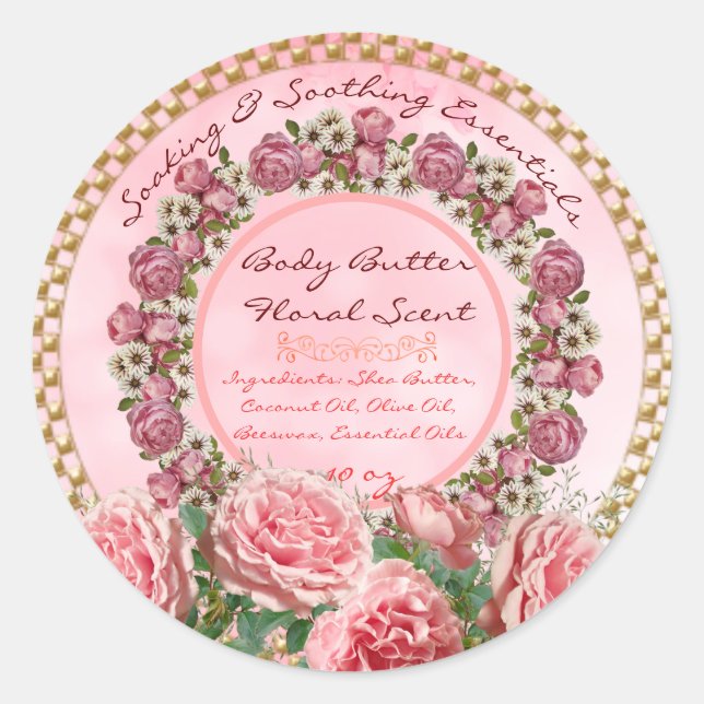Body Butter Floral Classic Round Aufkleber (Vorderseite)