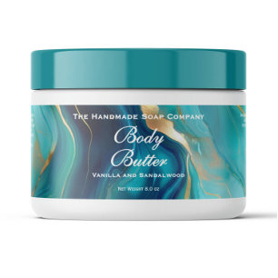 Body Butter Jar Label - Aquamariner blauer Marmor 