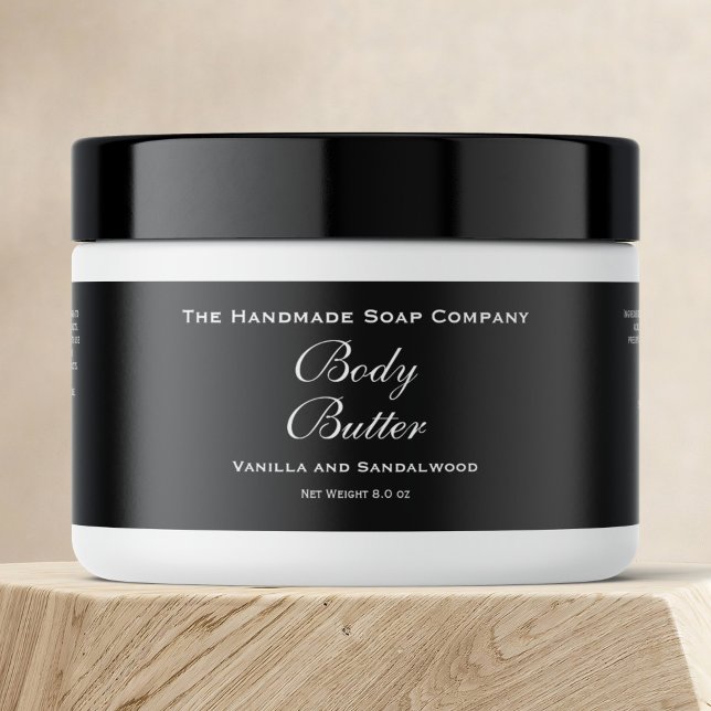 Body Butter Jar Label - Schwarz mit weißem Text (Von Creator hochgeladen)