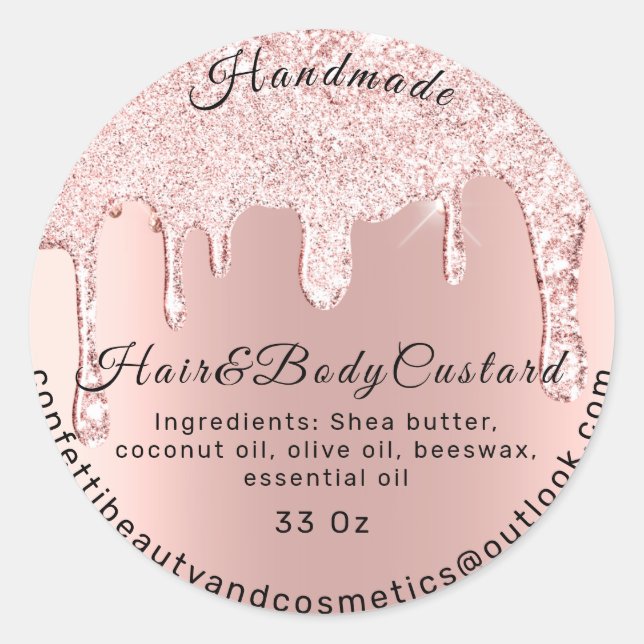 Body Butter Packaging Rose Tropfen Kosmetik Mail Runder Aufkleber (Vorderseite)