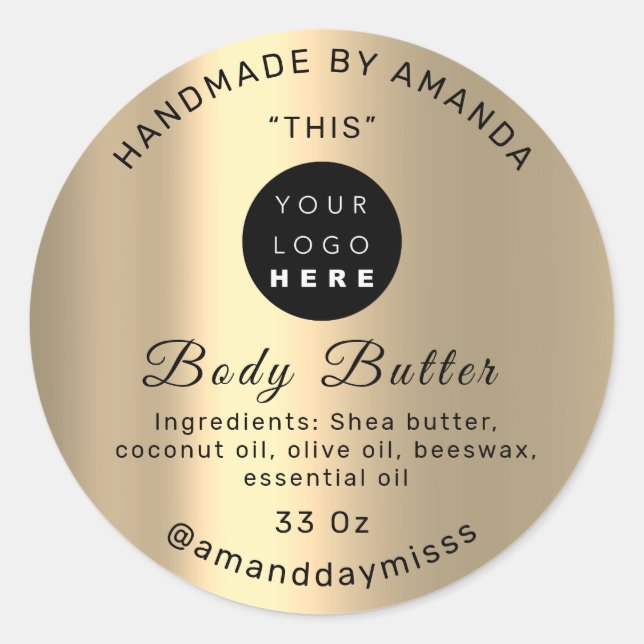 Body Butter Packaging Shop Benutzerdefiniertes Log Runder Aufkleber (Vorderseite)