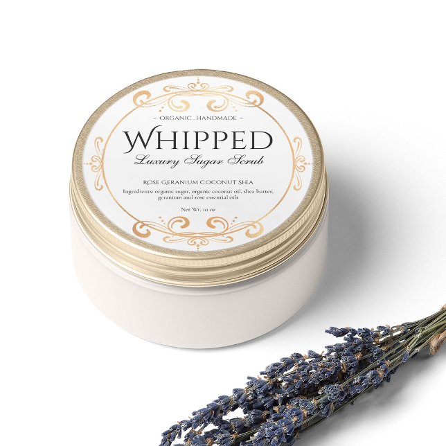 Body Butter Scrub Luxuriöse Shiny Gold Foil Wirbel Runder Aufkleber (Von Creator hochgeladen)