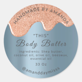 Body Butter Tropfen Produktverpackung Rose blau Runder Aufkleber