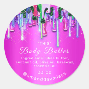 Body Butter Verpackung Online Beauty Pink Tropfen Runder Aufkleber