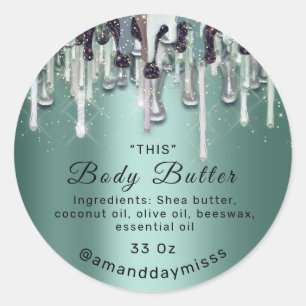 Body Butter Verpackung Online Beauty Tropfen MintG Runder Aufkleber