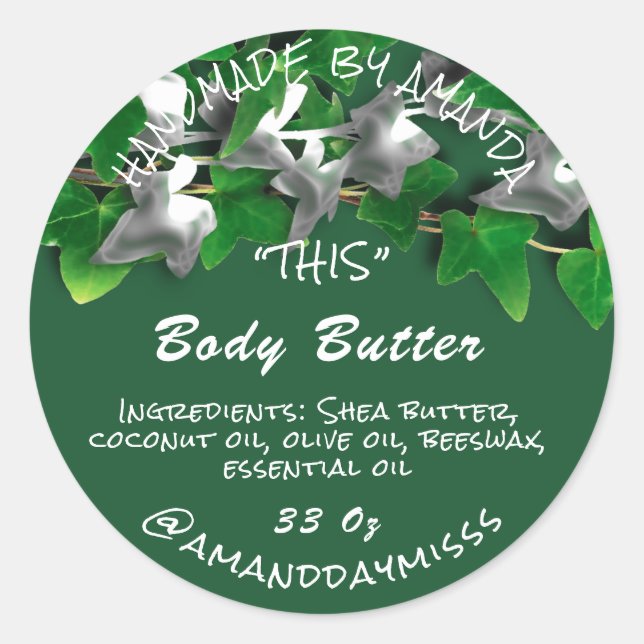 Body Butter Verpackungsmittel Grünholz Runder Aufkleber (Vorderseite)