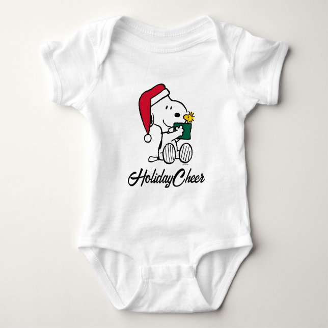 Body cacahuètes | Snoopy Père Noël & Woodstock Cadeau (Devant)