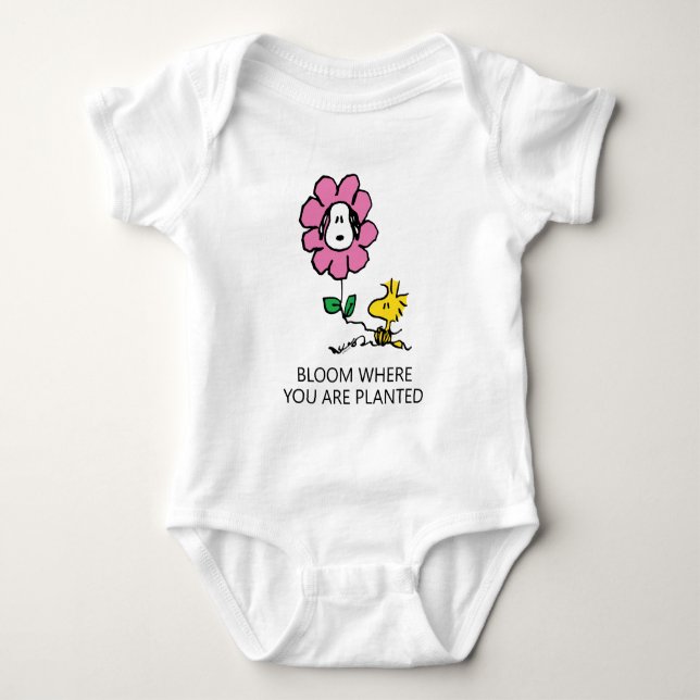 Body cacahuètes | Snoopy & Woodstock Flower (Devant)