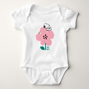 Body cacahuètes   Snoopy & Woodstock Nap sur Fleur rose