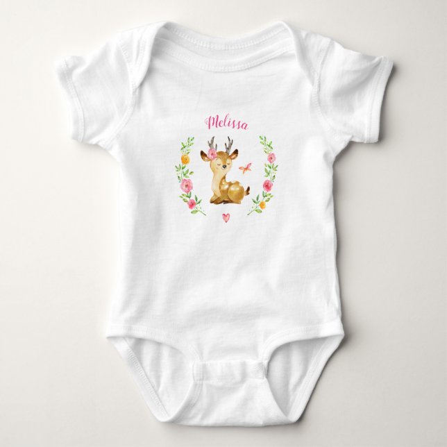 Body Cadeau de Baby shower de cerf de fille personnalis (Devant)