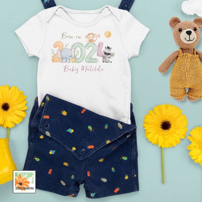 Body cadeau de bébé safari personnalisé né en 2024 (Créateur téléchargé)