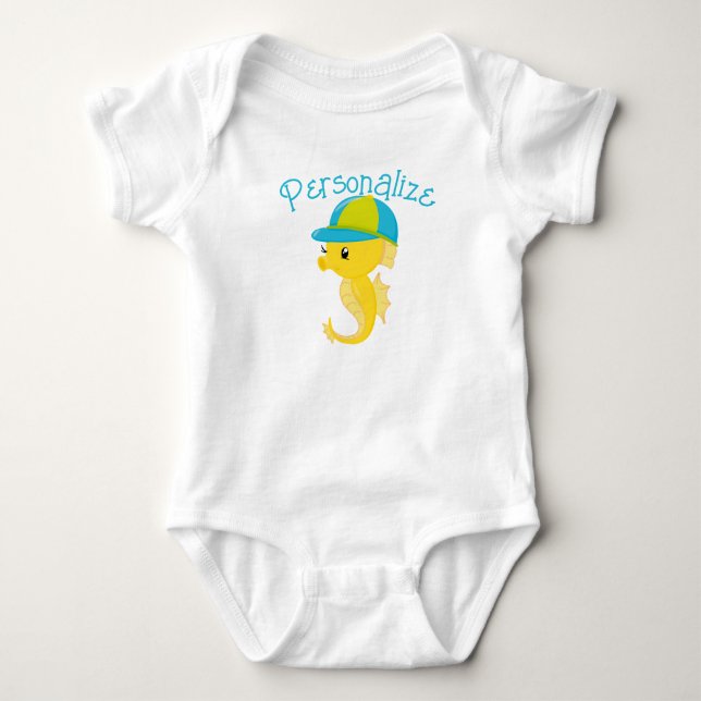 Body Cadeau personnalisé Baby shower bébé Seahorse (Devant)