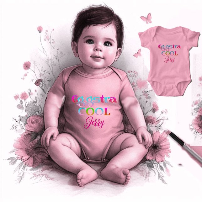 Body Calligraphie moderne œuf-stra cool Pâques extra mi (Modern Calligraphy Egg-stra Cool Easter Baby Cute Baby Bodysuit)