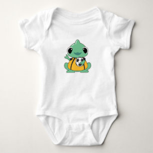 Body Caméléon comme gardien de but avec ballon de footb