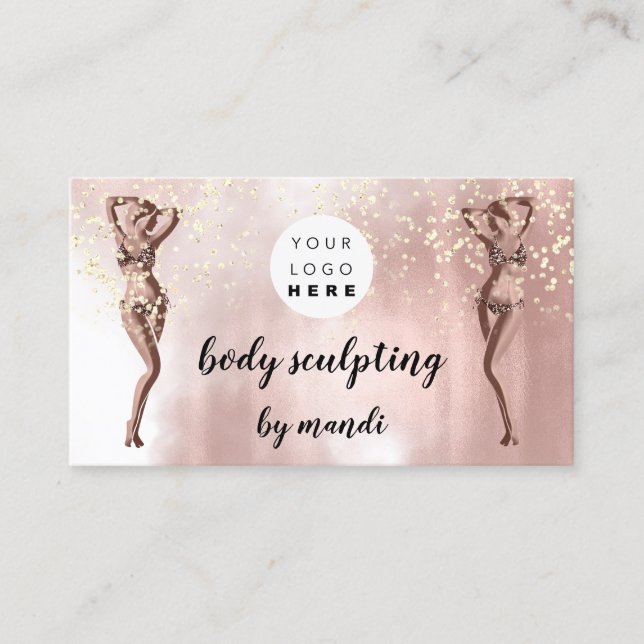 Body Care Fashion Logo QR Code Bikini Rose Visitenkarte (Vorderseite)
