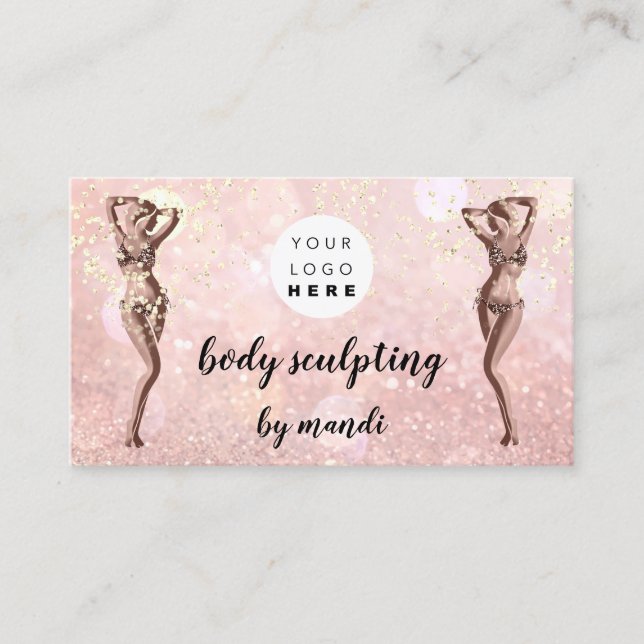 Body Care Fashion Logo QR Code Bikini Rose Visitenkarte (Vorderseite)