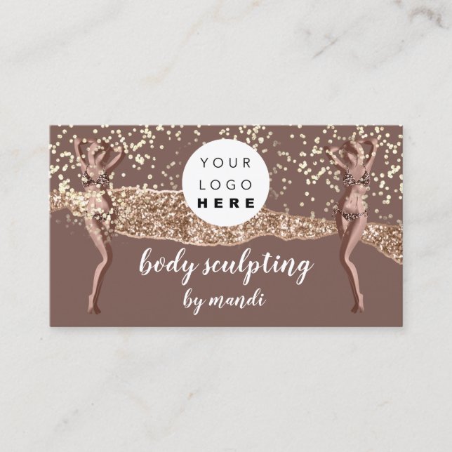 Body Care Fashion Logo QR Code Rose Glitzer Bikini Visitenkarte (Vorderseite)