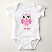 Caricature d'animal de chouette rose mignonne bébé