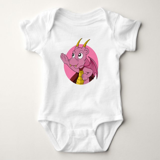 Body Caricature de dragon rose pour bébé (Devant)