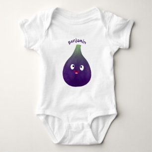 Body Caricature de fruits mauve joyeux aux figues
